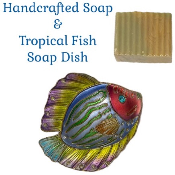 Glamour Jeweled Fish Soap Dish & Handcrafted Soap Bar - Picture 9 of 10